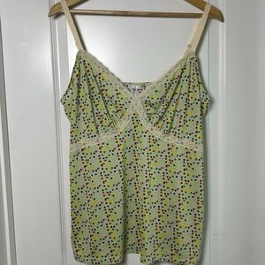Cosabella Amore Colorful Artsy Polka Dot Lace Trim Babydoll Camisole Tank Top